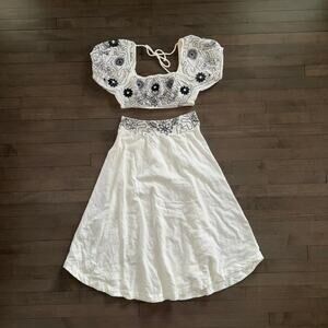 Free people black and white embroidered matching